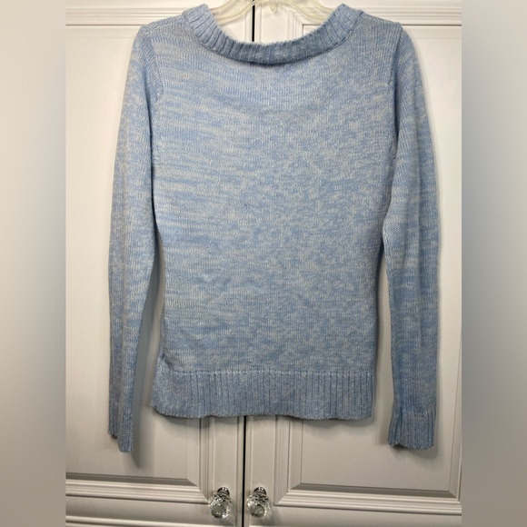 Beecher’s Brook Women’s Size Large Soft Blue Crew Neck Sweater Cable Knit Design - Picture 5 of 7